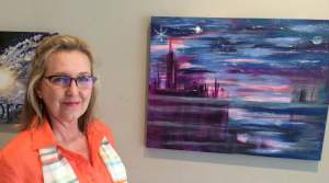 First Friday at KVMl Pamela and her painting